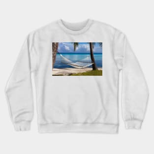 A Hammock Tied Between Two Palm Trees on Rangiroa In French Polynesia Crewneck Sweatshirt